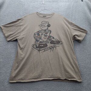 Popeye DJ Graphic T-shirt  XXXL 3XL 100% Cotton Sage green tan